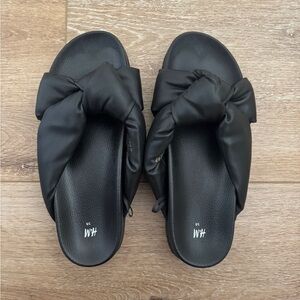 H&M Black Knot Slide Sandals